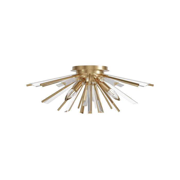 Flush Mount Avenue Lighting HF8205-AB Palisades Ave. 24"W Flushmount in Aged Brass With Champagne Glass Avenue Lighting
