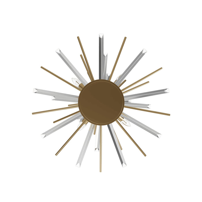 Flush Mount Avenue Lighting HF8205-AB Palisades Ave. 24"W Flushmount in Aged Brass With Champagne Glass Avenue Lighting