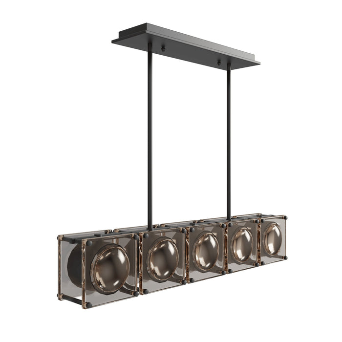 Chandelier Avenue Lighting HF7105-BK Peninisula 5-Light 43"W Linear Chandelier in Black in Matte Black Avenue Lighting