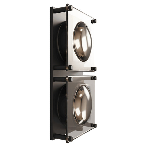 Wall Sconce Avenue Lighting HF7102-BK Peninisula Peninsula 2-Light Panel 17"H Wall Sconce in Matte Black/Amber Glass Avenue Lighting