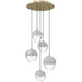 Multi-Light Pendant Avenue Lighting HF8145-BB-WH Sonoma Ave. 5-Light 28"W Pendant in Brushed Brass/Clear and White Glass Avenue Lighting