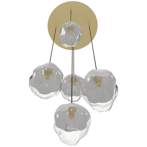 Multi-Light Pendant Avenue Lighting HF8145-BB-WH Sonoma Ave. 5-Light 28"W Pendant in Brushed Brass/Clear and White Glass Avenue Lighting