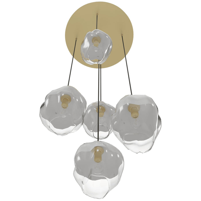 Multi-Light Pendant Avenue Lighting HF8145-BB-WH Sonoma Ave. 5-Light 28"W Pendant in Brushed Brass/Clear and White Glass Avenue Lighting