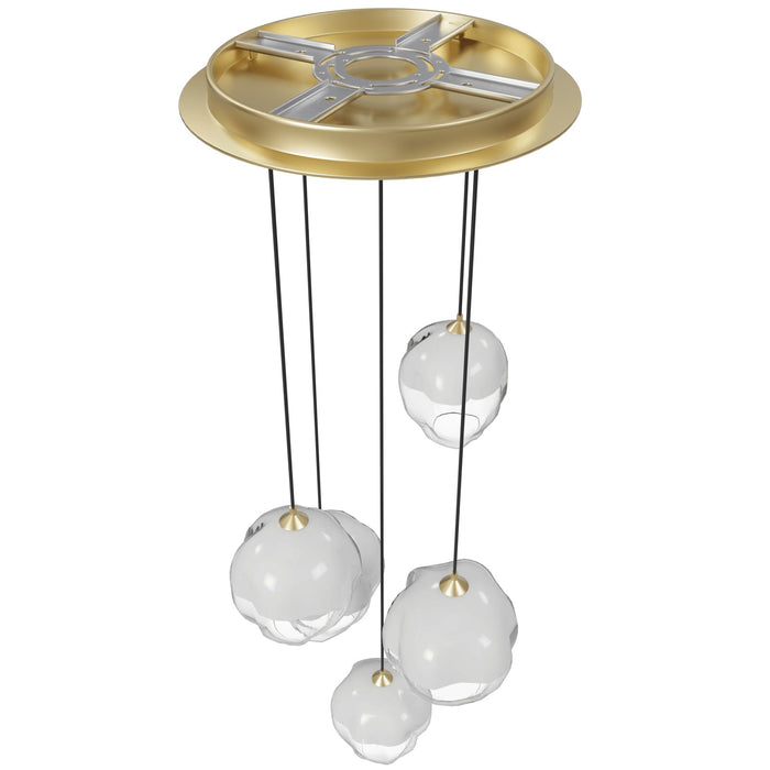 Multi-Light Pendant Avenue Lighting HF8145-BB-WH Sonoma Ave. 5-Light 28"W Pendant in Brushed Brass/Clear and White Glass Avenue Lighting