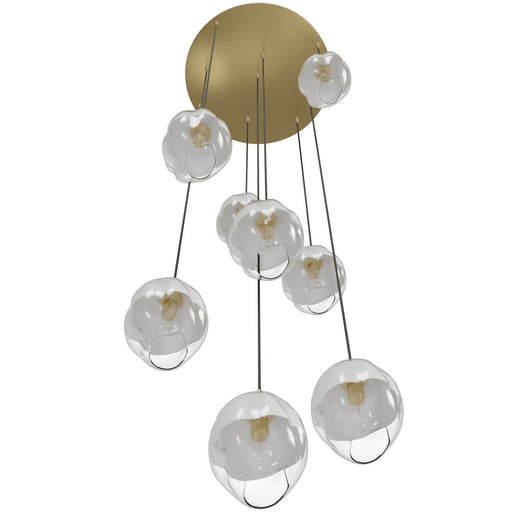 Multi-Light Pendant Avenue Lighting HF8149-BB-WH Sonoma Ave. 9-Light 37"W Pendant in Brushed Brass/Clear and White Glass Avenue Lighting