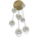 Multi-Light Pendant Avenue Lighting HF8149-BB-WH Sonoma Ave. 9-Light 37"W Pendant in Brushed Brass/Clear and White Glass Avenue Lighting