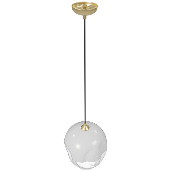 Pendant Light Avenue Lighting HF8141-BB-WH Sonoma Ave. 1-Light 10"W Globe Mini Pendant in Brushed Brass/Clear and White Glass Avenue Lighting