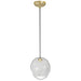 Pendant Light Avenue Lighting HF8141-BB-WH Sonoma Ave. 1-Light 10"W Globe Mini Pendant in Brushed Brass/Clear and White Glass Avenue Lighting