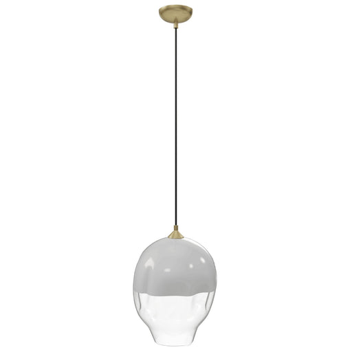 Pendant Light Avenue Lighting HF8142-BB-WH Sonoma Ave. 1-Light 12"W Globe Mini Pendant in Brushed Brass/Clear and White Glass Avenue Lighting