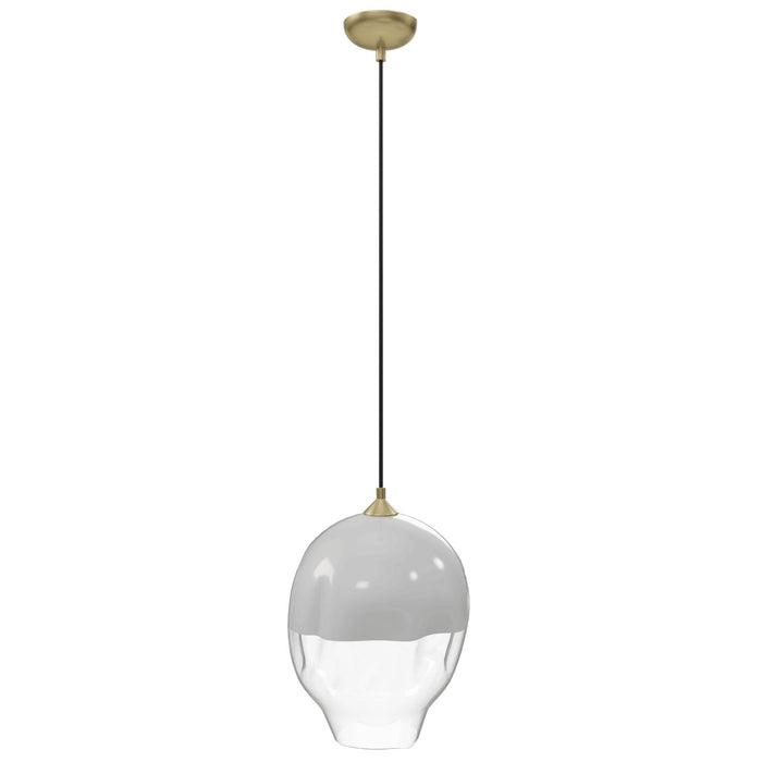 Pendant Light Avenue Lighting HF8142-BB-WH Sonoma Ave. 1-Light 12"W Globe Mini Pendant in Brushed Brass/Clear and White Glass Avenue Lighting