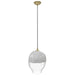Pendant Light Avenue Lighting HF8142-BB-WH Sonoma Ave. 1-Light 12"W Globe Mini Pendant in Brushed Brass/Clear and White Glass Avenue Lighting
