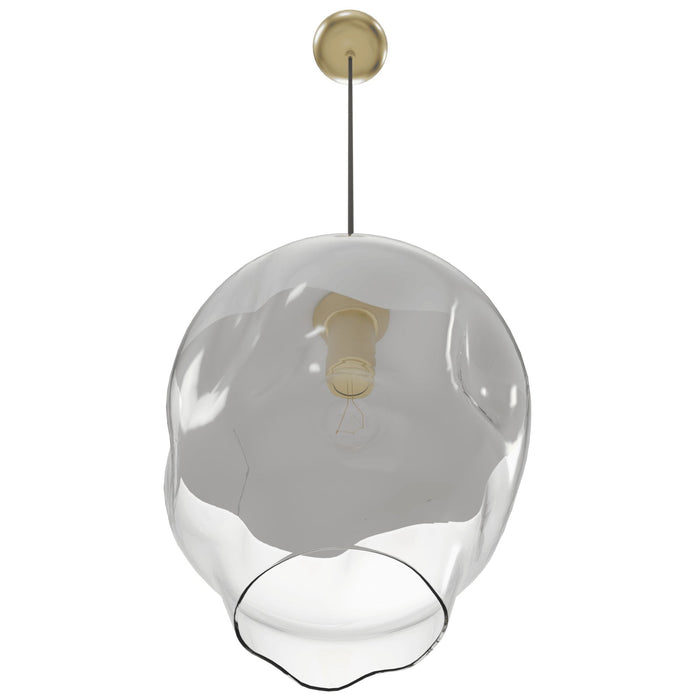 Pendant Light Avenue Lighting HF8142-BB-WH Sonoma Ave. 1-Light 12"W Globe Mini Pendant in Brushed Brass/Clear and White Glass Avenue Lighting