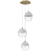 Multi-Light Pendant Avenue Lighting HF8143-BB-WH Sonoma Ave. 3-Light 18"W Pendant in Brushed Brass/Clear and White Glass Avenue Lighting