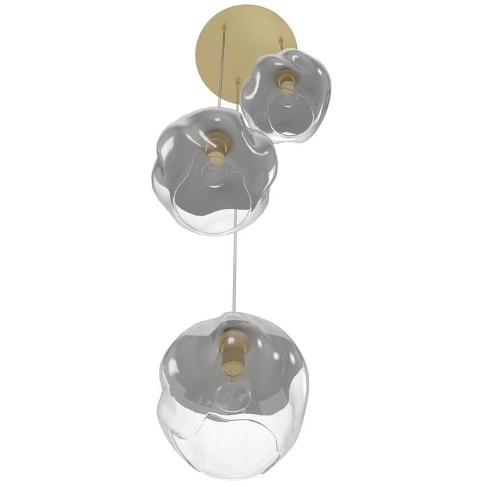 Multi-Light Pendant Avenue Lighting HF8143-BB-WH Sonoma Ave. 3-Light 18"W Pendant in Brushed Brass/Clear and White Glass Avenue Lighting