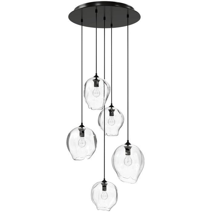 Multi-Light Pendant Avenue Lighting HF8145-DBZ-CL Sonoma Ave. 5-Light 28"W Pendant in Dark Bronze/Clear Glass Avenue Lighting