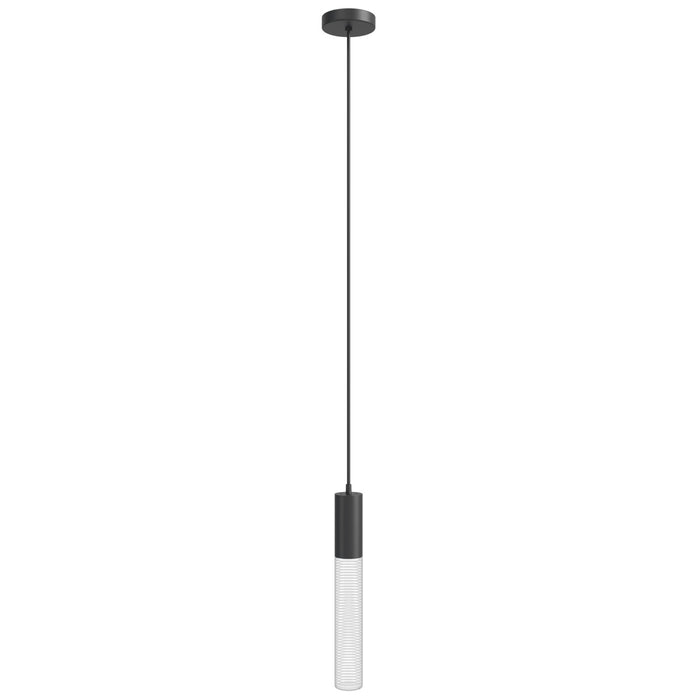 Pendant Light Avenue Lighting HF3301-BK Strand 1-Light 6"W MIni Pendant in Black/Laser-Cut Pinstripe Crystal Avenue Lighting