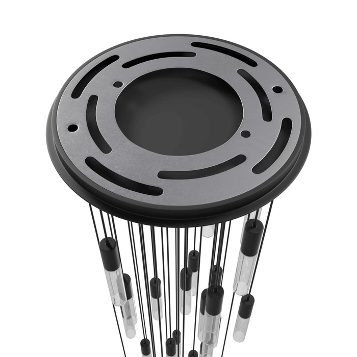 Multi-Light Pendant Avenue Lighting HF3331-BK Strand 15-Light 32"W LED Pendant in Black/Laser-Cut Spiral Crystals Avenue Lighting