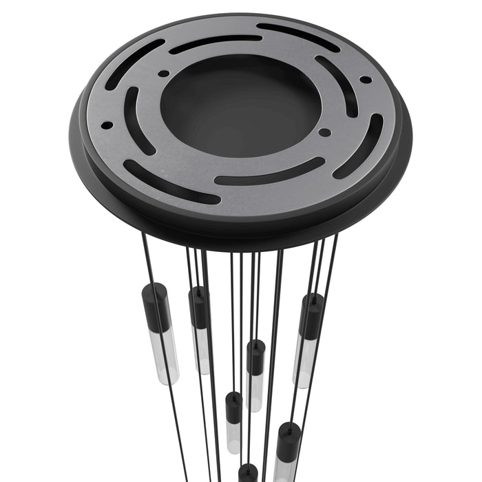Multi-Light Pendant Avenue Lighting HF3315-BK Strand 15-Light 24"W LED Pendant in Black/Laser-Cut Spiral Crystals Avenue Lighting