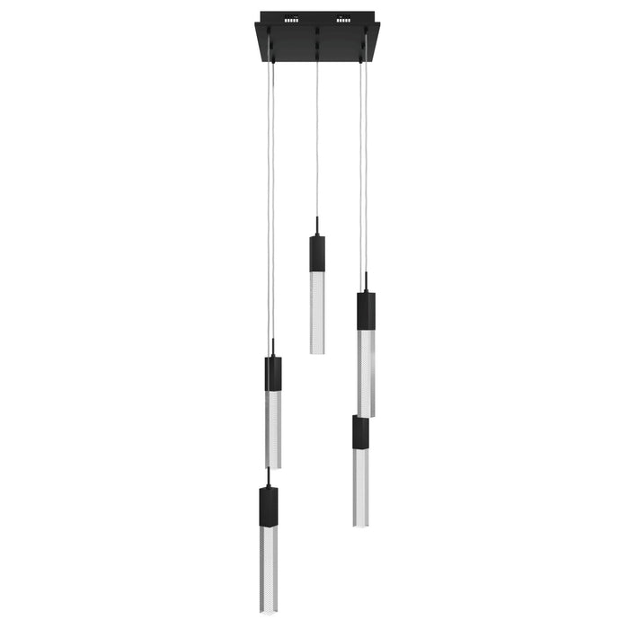 Multi-Light Pendant Avenue Lighting HF1900-5-GL-BK-SNW The Original Glacier 5-Light 12"W LED Pendant in Black/Snow Crystals Avenue Lighting
