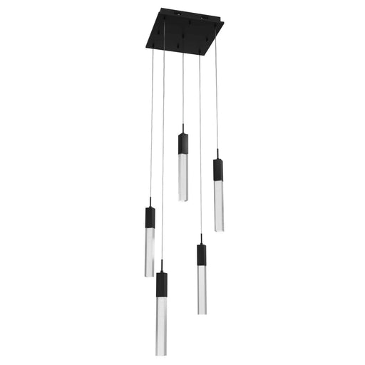 Multi-Light Pendant Avenue Lighting HF1900-5-GL-BK-SNW The Original Glacier 5-Light 12"W LED Pendant in Black/Snow Crystals Avenue Lighting