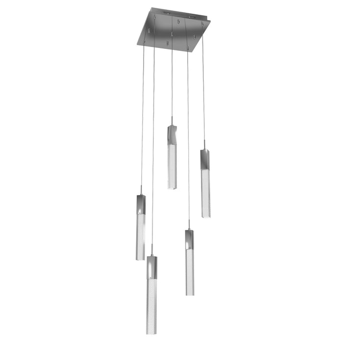 Multi-Light Pendant Avenue Lighting HF1900-5-GL-CH-SNW The Original Glacier 5-Light 12"W LED Pendant in Polished Chrome/Snow Crystals Avenue Lighting
