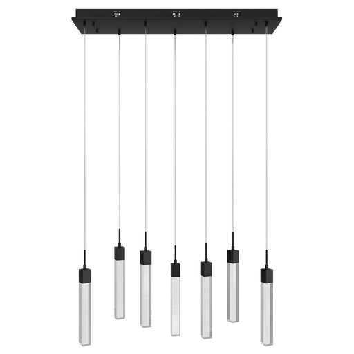 Multi-Light Pendant Avenue Lighting HF1900-7-GL-BK-SNW The Original Glacier 7-Light 47"W LED Pendant in Black/Snow Crystals Avenue Lighting