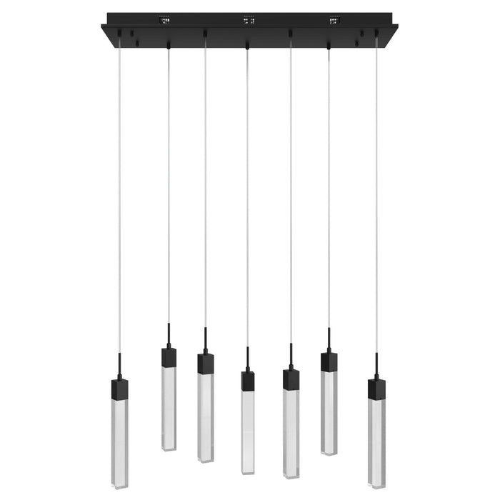 Multi-Light Pendant Avenue Lighting HF1900-7-GL-BK-SNW The Original Glacier 7-Light 47"W LED Pendant in Black/Snow Crystals Avenue Lighting