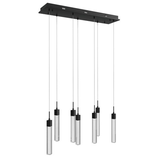 Multi-Light Pendant Avenue Lighting HF1900-7-GL-BK-SNW The Original Glacier 7-Light 47"W LED Pendant in Black/Snow Crystals Avenue Lighting