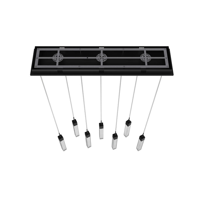 Multi-Light Pendant Avenue Lighting HF1900-7-GL-BK-SNW The Original Glacier 7-Light 47"W LED Pendant in Black/Snow Crystals Avenue Lighting