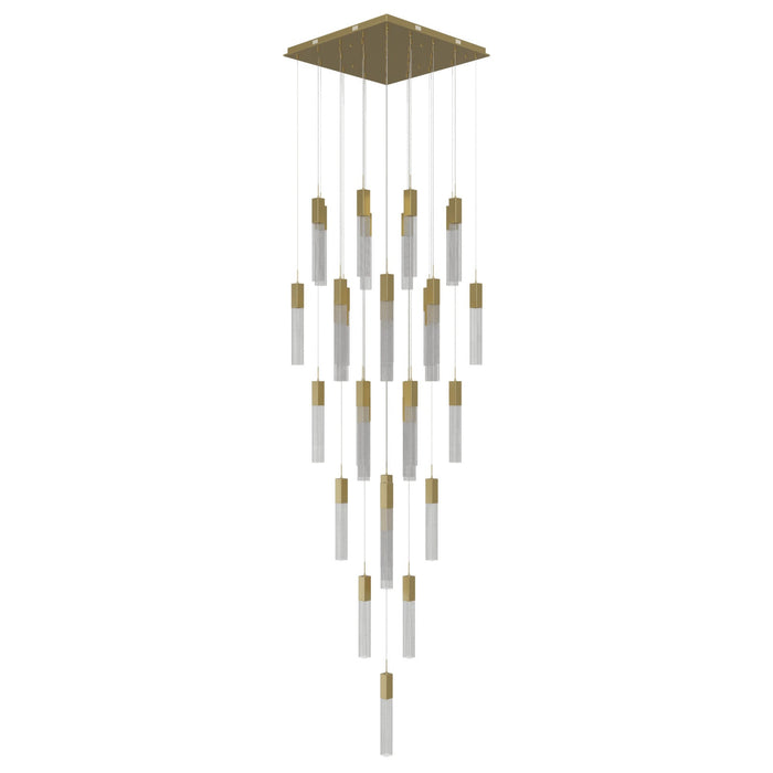 Chandelier Avenue Lighting HF1903-41-GL-BB-SNW The Original Glacier 41-Light 36"W Multi-Light Chandelier in Brushed Brass/Snow Crystals Avenue Lighting