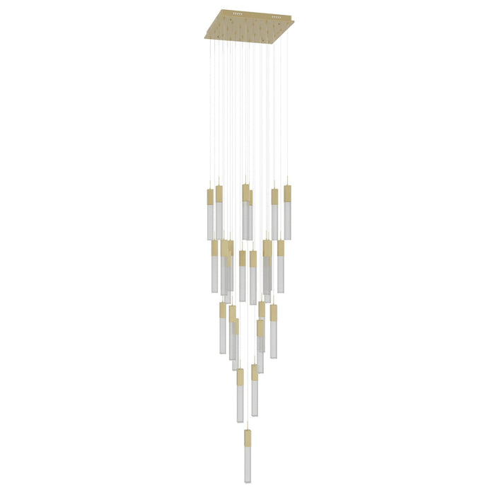 Chandelier Avenue Lighting HF1904-25-GL-BB-SNW The Original Glacier 25-Light 28"W Multi-Light Chandelier in Brushed Brass/Snow Crystals Avenue Lighting