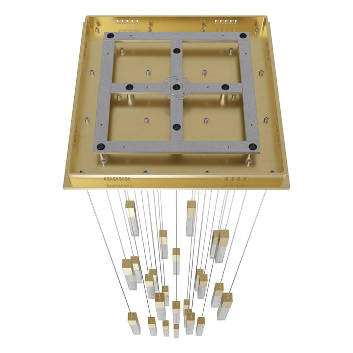 Chandelier Avenue Lighting HF1904-25-GL-BB-SNW The Original Glacier 25-Light 28"W Multi-Light Chandelier in Brushed Brass/Snow Crystals Avenue Lighting