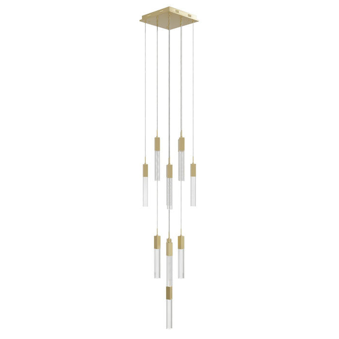 Chandelier Avenue Lighting HF1905-13-GL-BB-SNW The Original Glacier 13-Light 20"W Multi-Light Chandelier in Brushed Brass/Snow Crystals Avenue Lighting