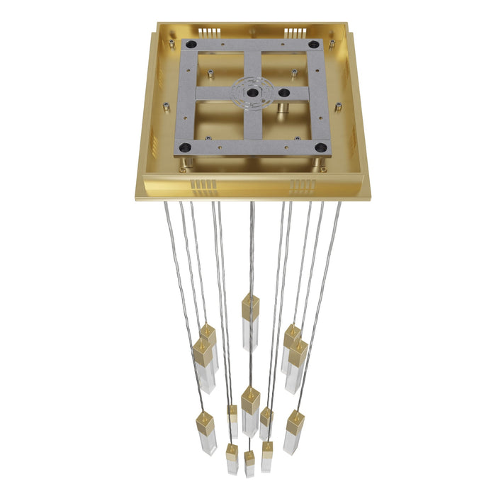 Chandelier Avenue Lighting HF1905-13-GL-BB-SNW The Original Glacier 13-Light 20"W Multi-Light Chandelier in Brushed Brass/Snow Crystals Avenue Lighting