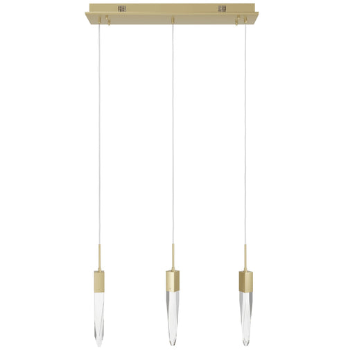 Multi-Light Pendant Avenue Lighting HF1900-3-AP-BB-C Aspen The Original Aspen 3-Light 32"W LED Linear Pendant in Brushed Brass/Clear Crystals Avenue Lighting