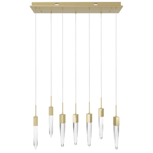 Multi-Light Pendant Avenue Lighting HF1900-7-AP-BB-C Aspen 7-Light 47"W LED Pendant in Brushed Brass/Clear Crystals Avenue Lighting