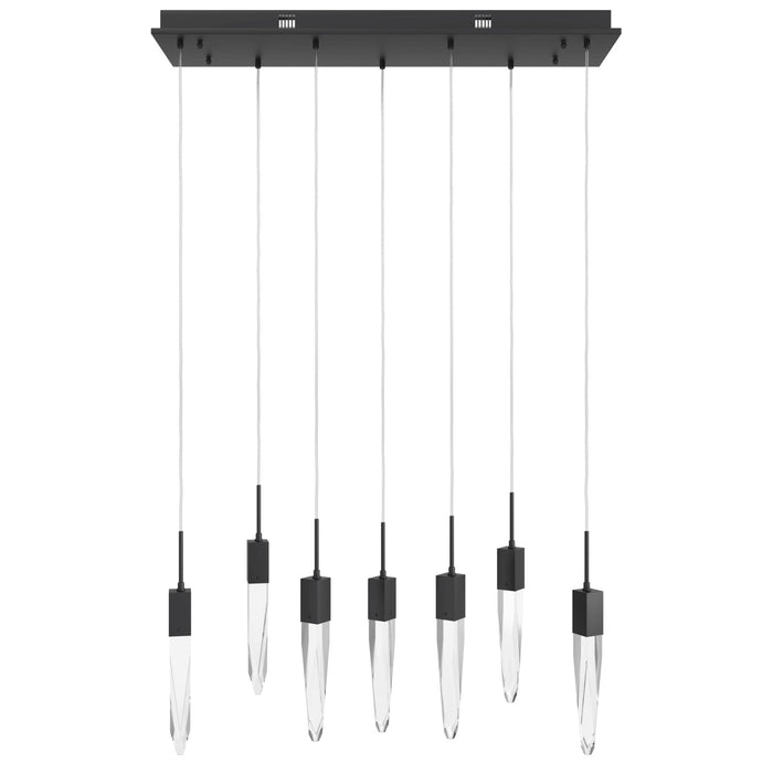 Multi-Light Pendant Avenue Lighting HF1900-7-AP-BK-C Aspen 7-Light 47"W LED Pendant in Black/Clear Crystals Avenue Lighting
