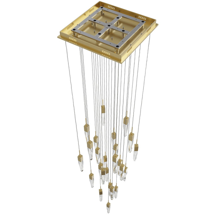 Chandelier Avenue Lighting HF1904-25-AP-BB-C Aspen The Original Aspen 25-Light 28"W Multi-light Chandelier in Brushed Brass/Clear Crystals Avenue Lighting
