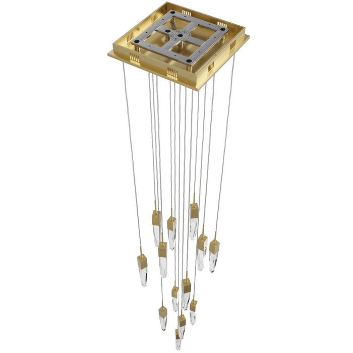 Chandelier Avenue Lighting HF1905-13-AP-BB-C Aspen 13-Light 20"W Multi-light Chandelier in Brushed Brass/Clear Crystals Avenue Lighting