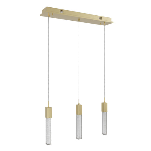 Multi-Light Pendant Avenue Lighting HF1900-3-BOA-BB Boa 3-Light 37"W LED Linear Pendant in Brushed Brass/Studded Crystals Avenue Lighting
