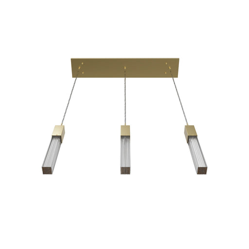 Multi-Light Pendant Avenue Lighting HF1900-3-BOA-BB Boa 3-Light 37"W LED Linear Pendant in Brushed Brass/Studded Crystals Avenue Lighting