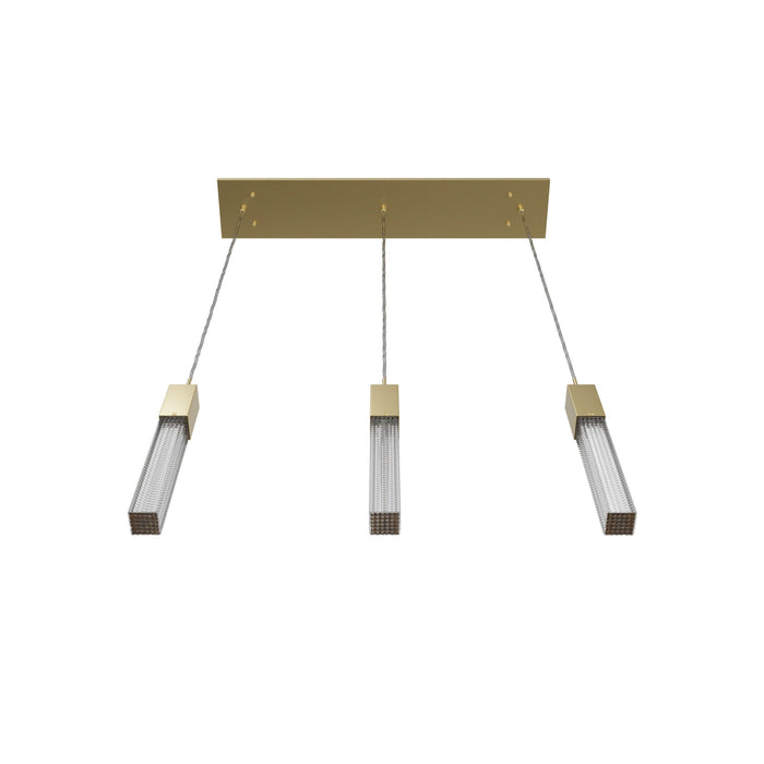 Multi-Light Pendant Avenue Lighting HF1900-3-BOA-BB Boa 3-Light 37"W LED Linear Pendant in Brushed Brass/Studded Crystals Avenue Lighting