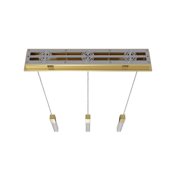 Multi-Light Pendant Avenue Lighting HF1900-3-BOA-BB Boa 3-Light 37"W LED Linear Pendant in Brushed Brass/Studded Crystals Avenue Lighting
