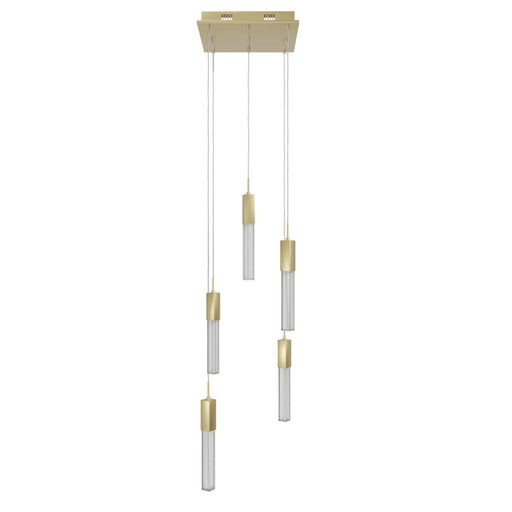 Multi-Light Pendant Avenue Lighting HF1900-5-BOA-BB Boa 5-Light 12"W LED Pendant in Brushed Brass/Studded Crystals Avenue Lighting