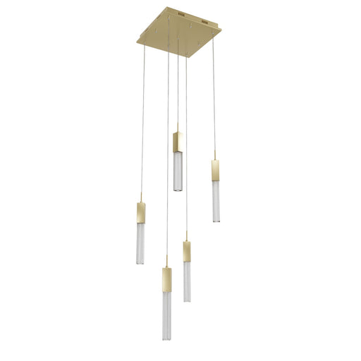 Multi-Light Pendant Avenue Lighting HF1900-5-BOA-BB Boa 5-Light 12"W LED Pendant in Brushed Brass/Studded Crystals Avenue Lighting