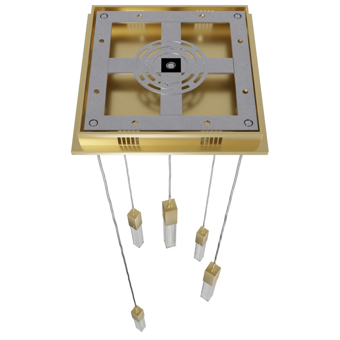 Multi-Light Pendant Avenue Lighting HF1900-5-BOA-BB Boa 5-Light 12"W LED Pendant in Brushed Brass/Studded Crystals Avenue Lighting