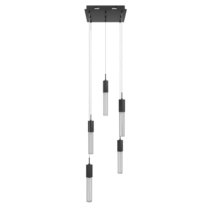 Multi-Light Pendant Avenue Lighting HF1900-5-BOA-BK Boa 5-Light 12"W LED Pendant in Black/Studded Crystals Avenue Lighting