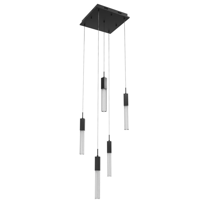 Multi-Light Pendant Avenue Lighting HF1900-5-BOA-BK Boa 5-Light 12"W LED Pendant in Black/Studded Crystals Avenue Lighting