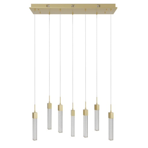 Multi-Light Pendant Avenue Lighting HF1900-7-BOA-BB Boa 7-Light 47"W LED Pendant in Brushed Brass/Studded Crystals Avenue Lighting