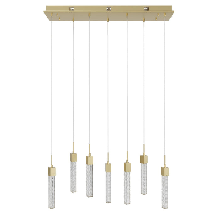 Multi-Light Pendant Avenue Lighting HF1900-7-BOA-BB Boa 7-Light 47"W LED Pendant in Brushed Brass/Studded Crystals Avenue Lighting